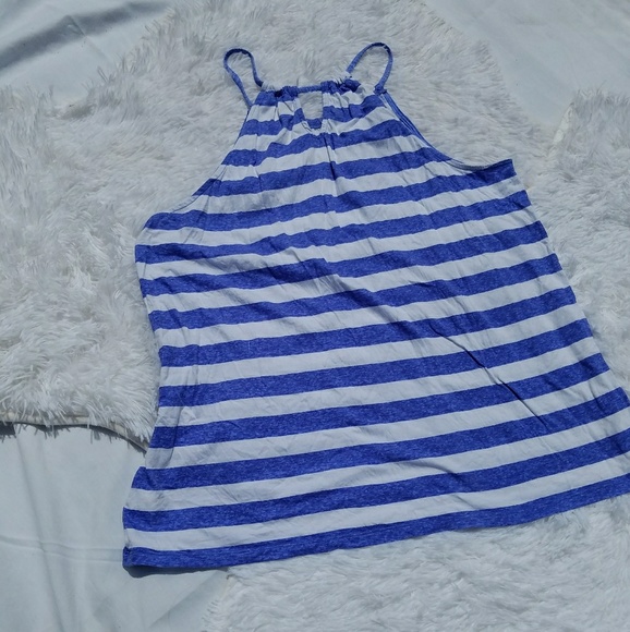 Gap Tank Halter Top Size Large Blue White Stripes - Picture 1 of 5